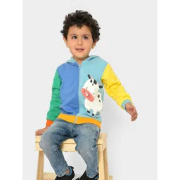 MiArcus Kids Unisex Colourblocked Hooded Front-Open Cotton Sweatshirt-picture-35