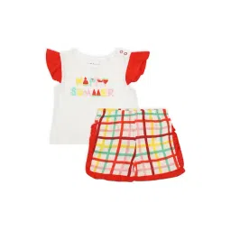 MiArcus Kids White & Red Printed T-Shirt with Shorts-picture-44