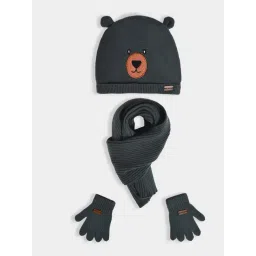 MiArcus Unisex Grey Cap and Gloves Pair with Muffler-picture-10