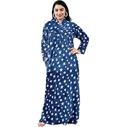 miavii Creation Women's Warm Woolen Nighty, Maxi, Nighdress for Winters Free Size High Neck Printed-picture-33