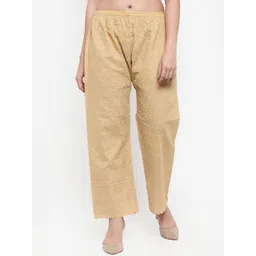 Miaz Lifestyle Women Beige Embroidered Straight Fit Palazzos-picture-17