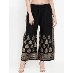 Miaz Lifestyle Women Black & Gold Printed Wide-Leg Palazzos-picture-31