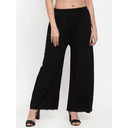 Miaz Lifestyle Women Black Embroidered Flared Palazzo-picture-29