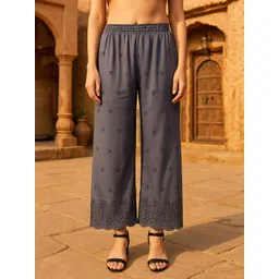 Miaz Lifestyle Women Ethnic Motifs Embroidered Knitted Ethnic Palazzos-picture-33