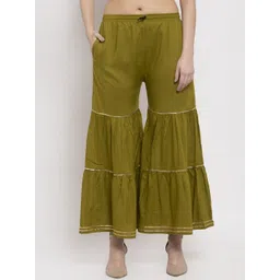 Miaz Lifestyle Women Green Solid Flared Palazzos-picture-25