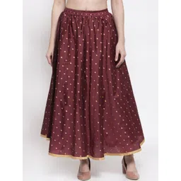 miaz lifestyle Women Maroon Self Designed A-Line Flared Skirt-picture-30