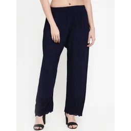 Miaz Lifestyle Women Navy Blue Solid Straight Palazzos-picture-33