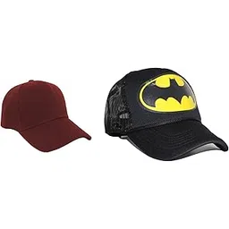 michelangelo Yellow Superman Logo Half Mesh Cap and Maroon Baseball Combo for Boys/Girls (Pack of 2)-picture-17