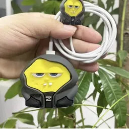 Micvir Charger Cover for iPhone 18W-20W Charger, 3D Cartoon Anime Yellow, Spiral Cable Protector-picture-19