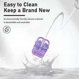 Micvir Charger Cover for iPhone 18W-20W Charger, 3D Cartoon Bow Tie Purple, Spiral Cable Protector image 4