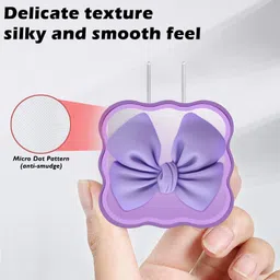 Micvir Charger Cover for iPhone 18W-20W Charger, 3D Cartoon Bow Tie Purple, Spiral Cable Protector image 5