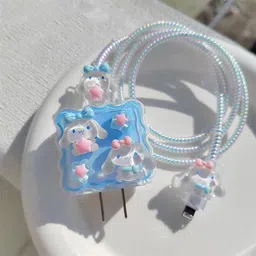 Micvir Charger Cover for iPhone 18W-20W Charger, 3D Cartoon Design Cinnamorol, Spiral Cable Protector-picture-36