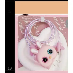 Micvir Charger Cover for iPhone 18W-20W Charger, 3D Cartoon Design Kitty Pink, Spiral Cable Protector-picture-26
