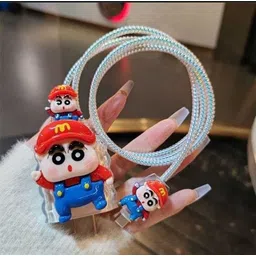 Micvir Charger Cover for iPhone 18W-20W Charger, 3D Cartoon Design M ShinChan, Spiral Cable Protector-picture-22