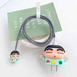 Micvir Charger Cover for iPhone 18W-20W Charger, 3D Cartoon Design Shin chan, Spiral Cable Protector-picture-34