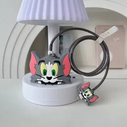 Micvir Charger Cover for iPhone 18W-20W Charger, 3D Cartoon Design Tom Grey, Spiral Cable Protector-picture-14