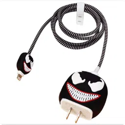 Micvir Charger Cover for iPhone 18W-20W Charger, 3D Cartoon Design Venom Black, Spiral Cable Protector-picture-25