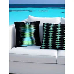 Mid July Home Black & Green Set of 2 Geometric Velvet Square Cushion Covers-picture-34