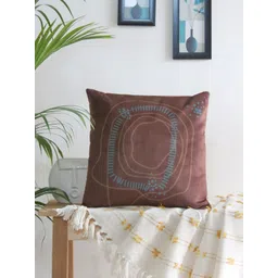Mid July Home Brown & Blue Abstract Velvet Square Cushion Cover-picture-37