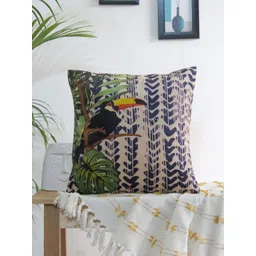 Mid July Home Navy Blue & Off White Printed Velvet Square Cushion Cover-picture-23