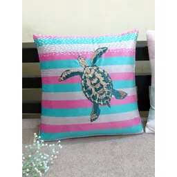 Mid July Home Pink & Blue Ethnic Motifs Velvet Square Cushion Covers-picture-29