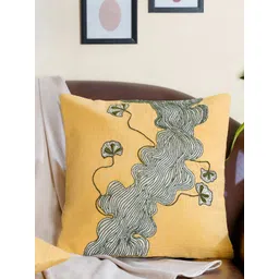 Mid July Home Yellow & Green Embroidered Square Cushion Covers-picture-22