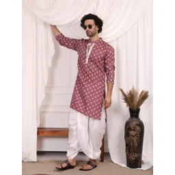 MIDAV Men Floral Printed Block Print Festive Straight Kurta-picture-27