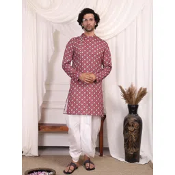 MIDAV Men Floral Printed Block Print Festive Straight Kurta-picture-29