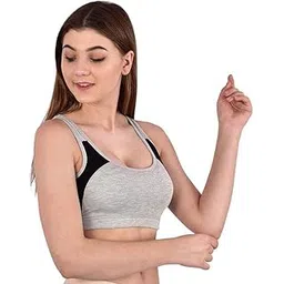 Midnight Skye Women's Lightweight, Breathable High Support Sports Bra Black -Grey-picture-52