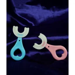 Mihar Essentials Soft Silicone 360° U Shaped Toothbrush Pack of 2 - Pink Blue-image-17