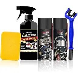 MIKANIX Combo of Chain Cleaner + Chain Lube + All In One Liquid Polish Cleaner | Cleaning Brush | Cleans | Shines Bike | Car & Protects Bike Chain (550 ml, Pack of 4)-picture-38