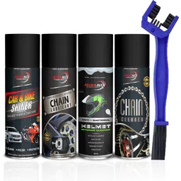 mikanix Combo Of Chain Cleaner + Chain Lube + Helmet Foam Cleaner + Car & Bike Shiner Polish With Cleaning Brush | Cleans | Shines & Protects Chain & Helmet Chain Oil-picture-4