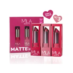Mila Beauté Matte Set Of 3 Lipstick Long Lasting & Lightweight Rich Pigment - Mauves & Pinks-picture-32