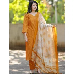MILAAV Straight Cotton Kurta With Trousers & Dupatta-picture-38