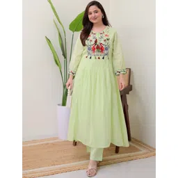 MILAAV Women Animal Printed Regular Thread Work Kurta with Trousers-picture-23