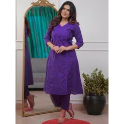 MILAAV Women Floral Embroidered Regular Thread Work Kurta with Trousers-picture-20