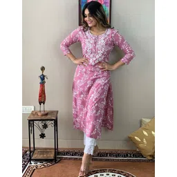 MILAAV Women Floral Printed Kurti with Trousers-picture-22