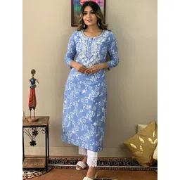 MILAAV Women Floral Printed Kurti with Trousers-picture-24