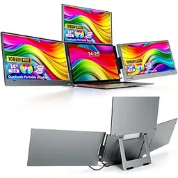 Millennium TECHNOLOGY 14" Quad Screen Portable Foldable Triple Monitor with Single Wire | Triple Monitor Compatible with Windows 10,11 & MAC OS (M1,M2,M3 & M4) | Laptop Screen Extender (14.0 Inch)-image-24