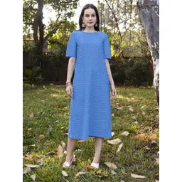 MILOST Puff Sleeves A-Line Midi Dress-picture-36