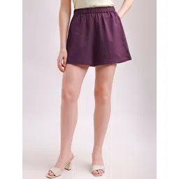 MILOST Women Loose Fit High-Rise Linen Shorts-picture-18