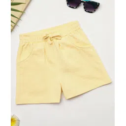 Milou Cotton Solid Shorts With Pockets - Yellow-picture-21
