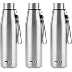 MILTON Drift 1000 Stainless Steel Water Bottle 950 ml, Set of 3, Single Walled, ISI Certified I Leak Proof Lid, Rust Proof I For School, Office, Gym I Silver-picture-11