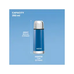 Milton Eco-Flip Blue Thermosteel Double Walled Vacuum Flask Water Bottle 350ml image 3