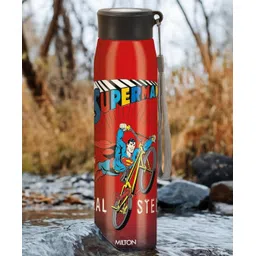 MILTON Handy Design 850 Stainless Steel Single walled Leak Proof Water Bottle, 780 ml, Red (Super Heroes - Superman)-picture-42