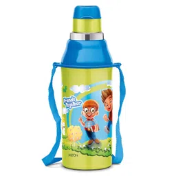 MILTON Kool Steelight 400 Kids Plastic Insulated Water Bottle with Straw, 404 ml, Sipper Bottle, Leak Proof, BPA Free, Food Grade, School & Picnic Bottle, Green image 1
