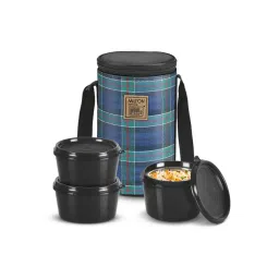 Milton Navy Blue Plastic Lunch Box with Insulated Jacket - Set of 3-picture-48