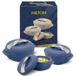 milton Oyster Reg. Set of 3 PU Insulated Inner Steel Casserole 860 ml, 1275 ml, 1910 ml Pack of 3 Serve Casserole Set-picture-13