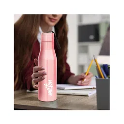 Milton Super 1000 Stainless Steel Water Bottle 1 ltr, Single Walled, Leak Proof Lid, Rust Proof ,For School, Office, Gym, Light Pink-picture-13