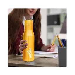 Milton Super 1000 Stainless Steel Water Bottle 1 ltr, Single Walled, Leak Proof Lid, Rust Proof, For School, Office, Gym, Yellow-picture-29